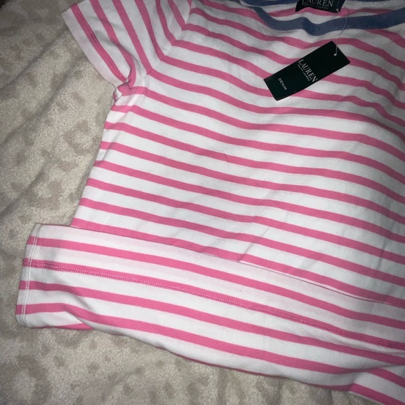 Ralph Lauren denim 1969. XL. Pink white stripes denim zipper crewneck preppy T - Picture 10 of 10
